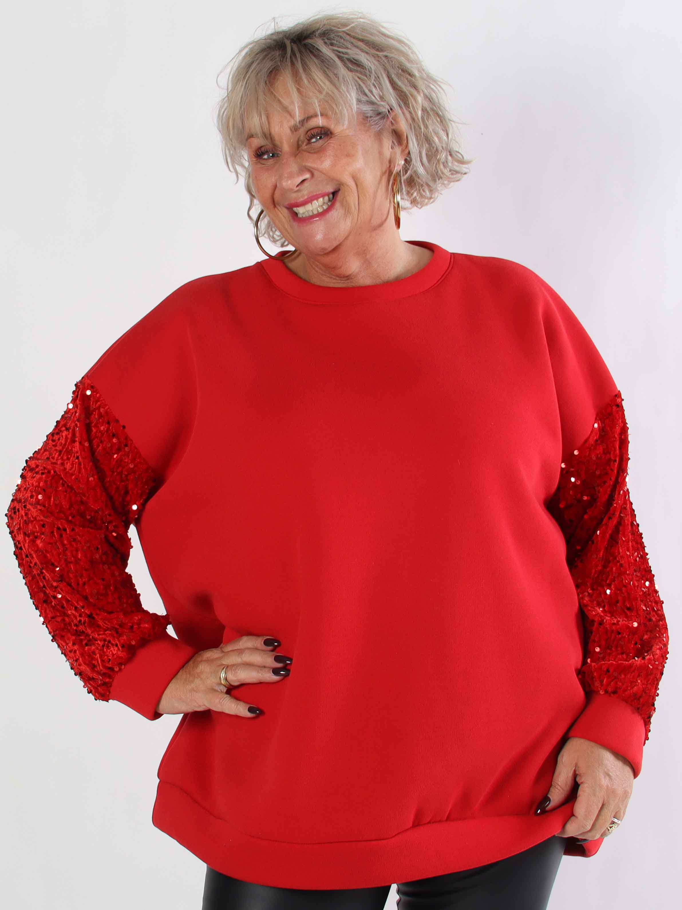 Cytherea - Plus size sweatshirt i bomuld med pailletter på ærmet